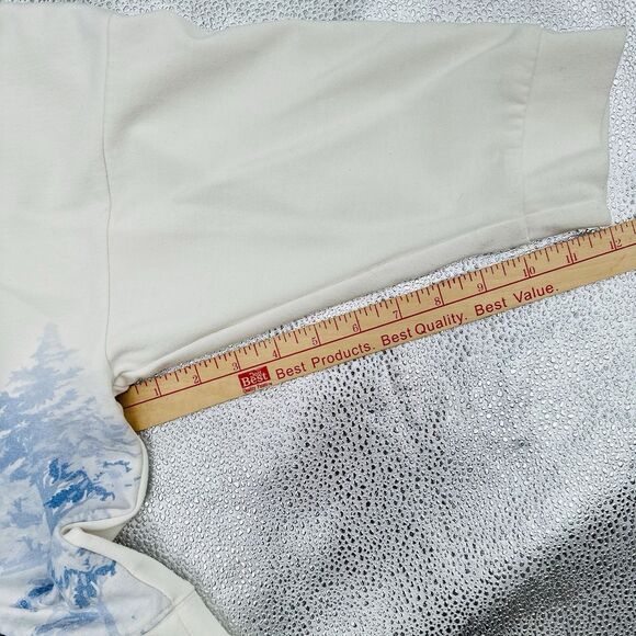 Ted Baker Womens Saina Sweatshirt 2 Cropped White Blue Toile Embroidered Artsy - Picture 10 of 13